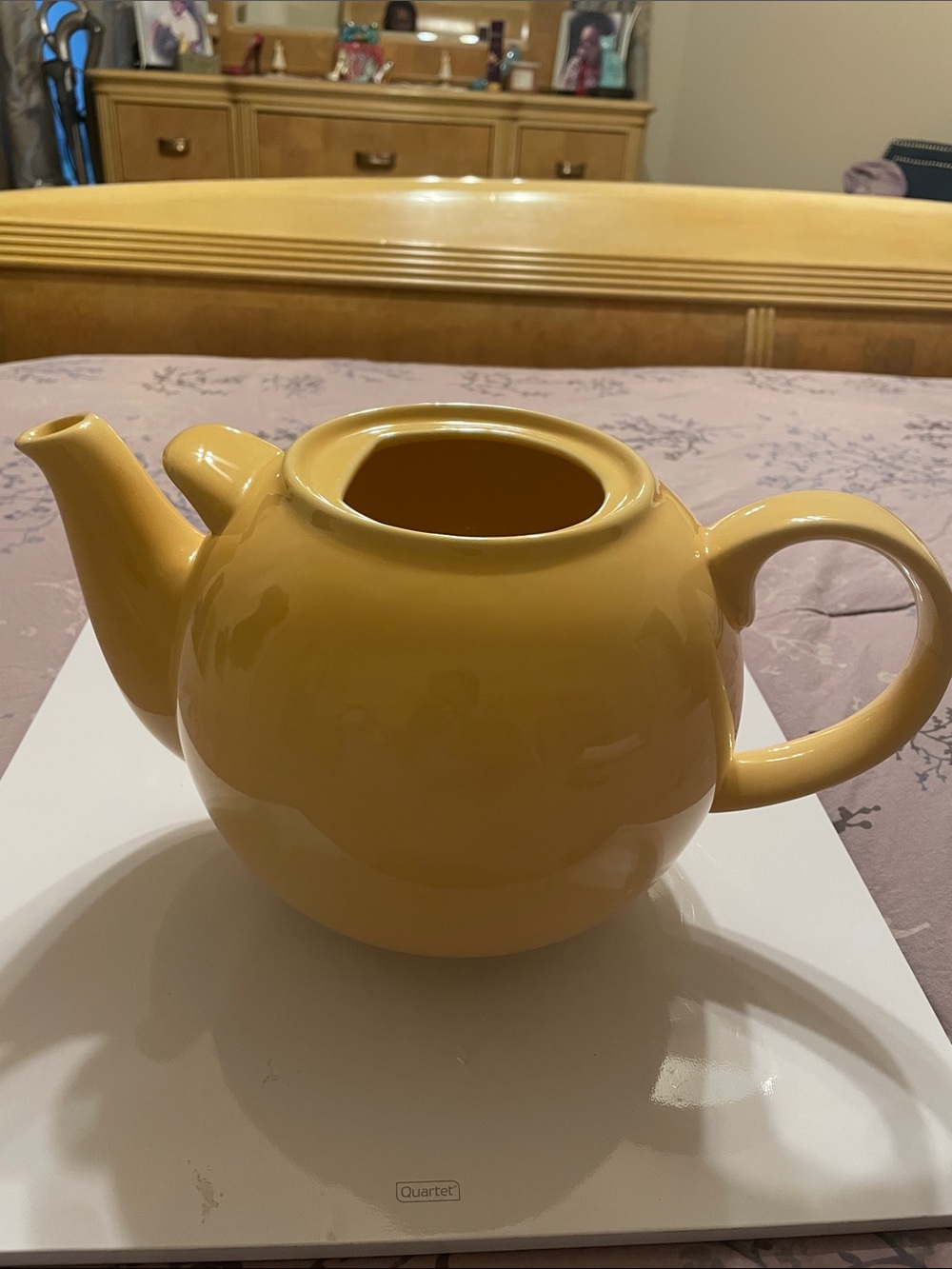 Glossy Yellow Ceramic Teapot - Stylish Home Accent
